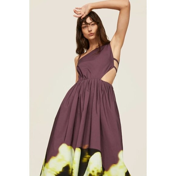 Jonathan Simkhai Collene Poplin Open Back Strappy Midi Dress Purple Size Medium - Picture 7 of 16